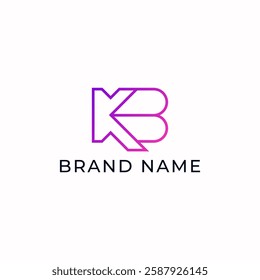 ILLUSTRATION LETTER KB GEOMETRIC LINE LOGO ICON GRADIENT PINK PURPLE COLOR TEMPLATE SIMPLE MINIMALIST ELEMENT DESIGN SIMPLE VECTOR GOOD FOR APPS, BRAND 