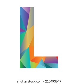 illustration with letter L of different colors on a white background