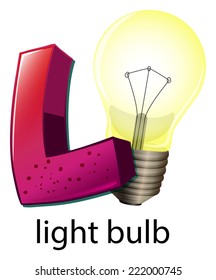 Illustration of a letter L for lightbulb on a white background 