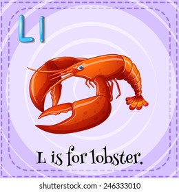 Illustration of a letter L is for lobster