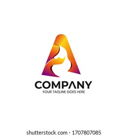 Letra de ilustración Un logotipo con textura de llama. Perfecto para la marca personal, estudio. etc.