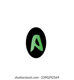 illustration of the letter A logo with green gradient colors and a black background