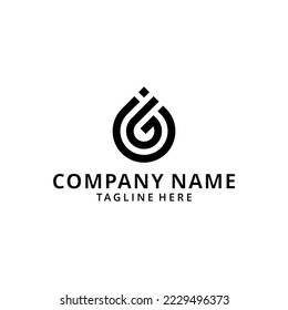 illustration letter logo ig, gi, circle black monogram