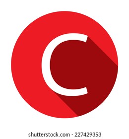 A Illustration of a Letter with a Long Shadow - Letter C