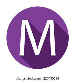 A Illustration of a Letter with a Long Shadow - Letter M
