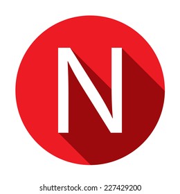 A Illustration of a Letter with a Long Shadow - Letter N