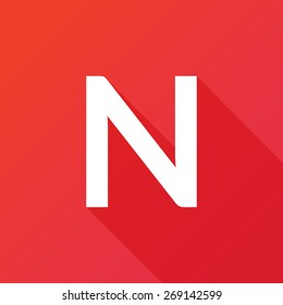Illustration of a Letter with a Long Shadow - Letter N.