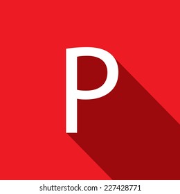 A Illustration of a Letter with a Long Shadow - Letter P