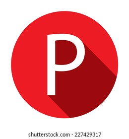 A Illustration of a Letter with a Long Shadow - Letter P