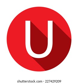 A Illustration of a Letter with a Long Shadow - Letter U