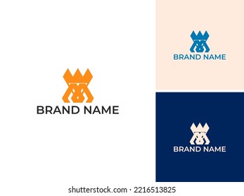 ILLUSTRATION LETTER M WITH CROWN MODERN LOGO ICON DESIGN VECTOR