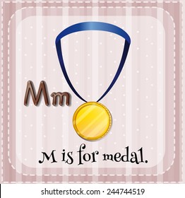 Illustration of a letter M is for medal