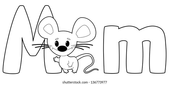 illustration of a letter M mouse outlined