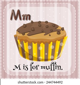 Illustration of a letter M is for muffin