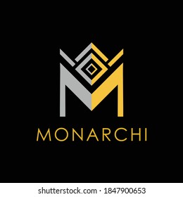 Illustration letter M sign monarchy logo concept inspiration