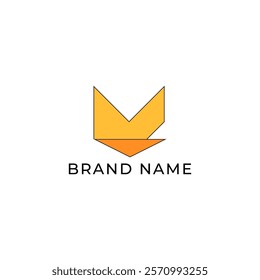 ILLUSTRATION LETTER M V GEOMETRIC  LOGO ICON ORANGE COLOR TEMPLATE SIMPLE MINIMALIST ELEMENT DESIGN SIMPLE VECTOR GOOD FOR APPS, BRAND 