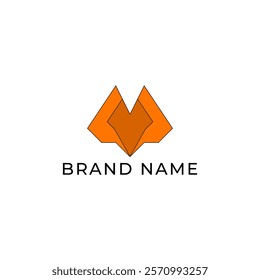 ILLUSTRATION LETTER M V GEOMETRIC  LOGO ICON ORANGE COLOR TEMPLATE SIMPLE MINIMALIST ELEMENT DESIGN SIMPLE VECTOR GOOD FOR APPS, BRAND 