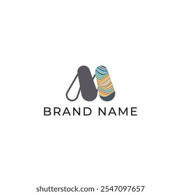 ILLUSTRATION LETTER M WITH WAVY LINES SIMPLE FLAT COLOR TEMPLATE DESIGN LOGO ICON VECTOR