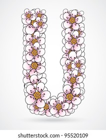 Illustration of letter made of blooms