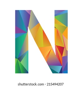 illustration with letter N of different colors on a white background