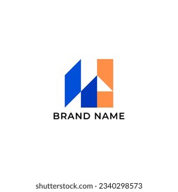 ILLUSTRATION LETTER N AND J GEOMETRIC LOGO ICON BLUE ORANGE COLOR TEMPLATE SIMPLE MINIMALIST DESIGN ELEMENT VECTOR GOOD FOR APPS, BRAND 
