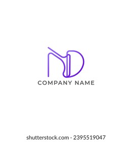 ILLUSTRATION LETTER ND GEOMETRIC LOGO ICON GRADIENT COLOR TEMPLATE SIMPLE MINIMALIST ELEMENT DESIGN SIMPLE VECTOR GOOD FOR APPS, BRAND 