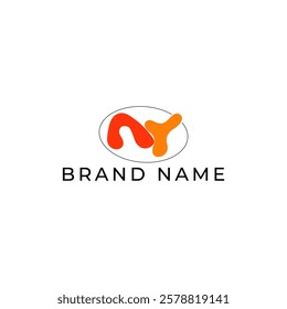 ILLUSTRATION LETTER NY HAND DRAWN SHAPE LOGO ICON FLAT ORANGE COLOR TEMPLATE SIMPLE MINIMALIST ELEMENT DESIGN SIMPLE VECTOR GOOD FOR APPS, BRAND 