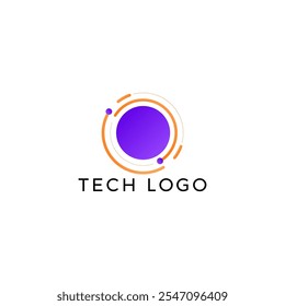 ILLUSTRATION LETTER O CIRCLE GRADIENT PURPLE COLOR WITH DOT TECH LOGO ICON TEMPLATE SIMPLE DESIGN ELEMENT VECTOR