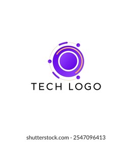 ILLUSTRATION LETTER O CIRCLE GRADIENT PURPLE COLOR WITH DOT TECH LOGO ICON TEMPLATE SIMPLE DESIGN ELEMENT VECTOR