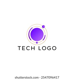 ILLUSTRATION LETTER O CIRCLE GRADIENT PURPLE COLOR WITH DOT TECH LOGO ICON TEMPLATE SIMPLE DESIGN ELEMENT VECTOR