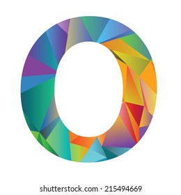 illustration with letter O of different colors on a white background