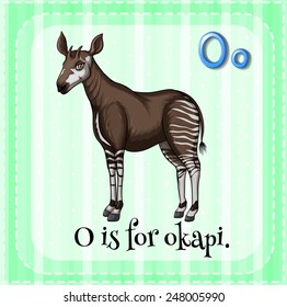 Illustration of a letter O is for okapi