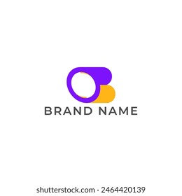 ILLUSTRATION LETTER OB GEOMETRIC LOGO ICON PURPLE ORANGE FLAT COLOR TEMPLATE SIMPLE MINIMALIST ELEMENT DESIGN SIMPLE VECTOR GOOD FOR APPS, BRAND 