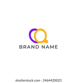 ILLUSTRATION LETTER OQ GEOMETRIC LOGO ICON PURPLE ORANGE FLAT COLOR TEMPLATE SIMPLE MINIMALIST ELEMENT DESIGN SIMPLE VECTOR GOOD FOR APPS, BRAND 