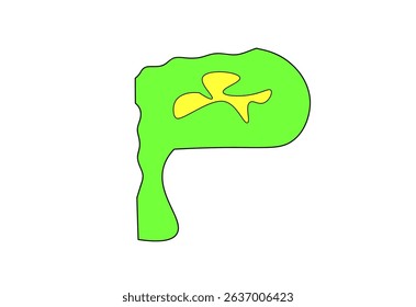 An illustration of the letter P and an art for display