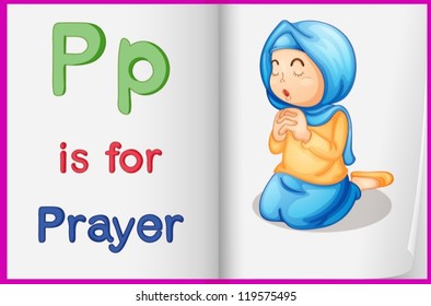 Illustration of the letter P in a book