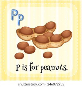 Illustration of a letter P is for peanuts