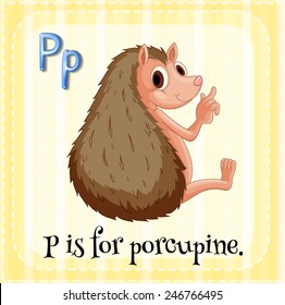 Illustration of a letter P is for porcupine