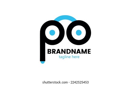 Illustration of the letter PO in the form of human glasses. Po logo vector for financial, technology companies etc. Letter PO Minimal Simple Modern Logo.