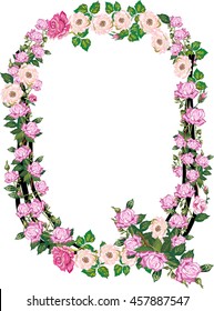 illustration with letter Q from rose and brier flowers isolated on white background