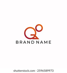ILLUSTRATION LETTER QO GEOMETRIC LOGO ICON ORANGE PURPLE GRADIENT COLOR TEMPLATE SIMPLE MINIMALIST ELEMENT DESIGN SIMPLE VECTOR GOOD FOR APPS, BRAND 