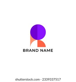 ILLUSTRATION LETTER R GEOMETRIC LOGO ICON PURPLE ORANGE COLOR TEMPLATE SIMPLE MINIMALIST DESIGN ELEMENT VECTOR GOOD FOR APPS, BRAND 