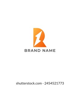 ILLUSTRATION LETTER R WITH LIGHTNING FLASH  POWER GRADIENT COLOR SIMPLE LOGO ICON TEMPLATE DESIGN VECTOR