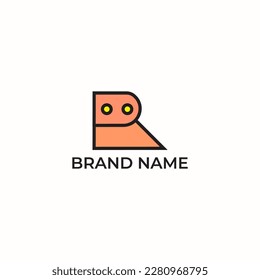 ILLUSTRATION LETTER R ORANGE COLOR DESIGN LOGO ICON VECTOR