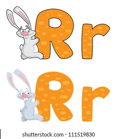 illustration of a letter R rabbit