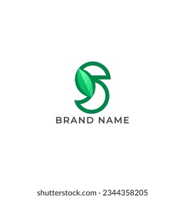 ILLUSTRATION LETTER S WITH LEAF GEOMETRIC LOGO ICON GREEN COLOR TEMPLATE SIMPLE MINIMALIST DESIGN ELEMENT SIMPLE VECTOR GOOD FOR APPS, BRAND 
