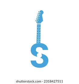 Illustration letter S sing a song sound guitar instrument music symphony logo design sign vector.Creative logo design and Unique symbol with music note s.