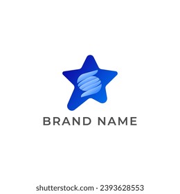 ILLUSTRATION LETTER S WITH STAR GRADIENT BLUE COLOR LOGO ICON TEMPLATE DESIGN VECTOR
