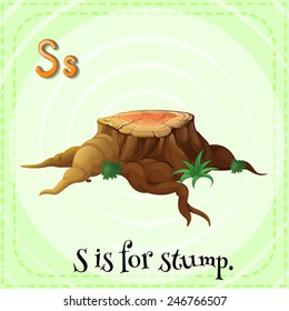 Illustration of a letter S is for stump