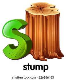 Illustration of a letter S for stump on a white background 